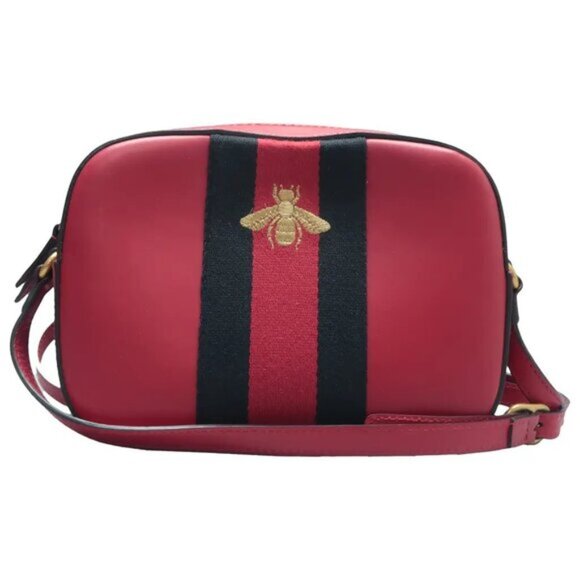 GUCCI  Red  Leather Shoulder Bag 818-061425 - Picture 1 of 12